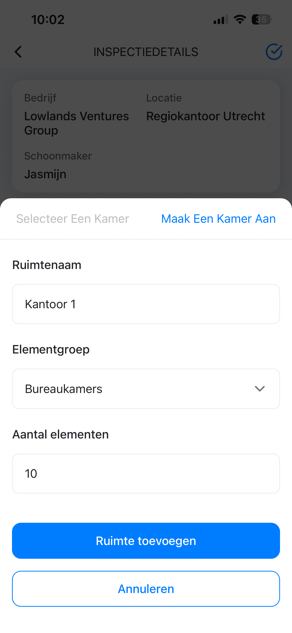 Ruimte aanmaken