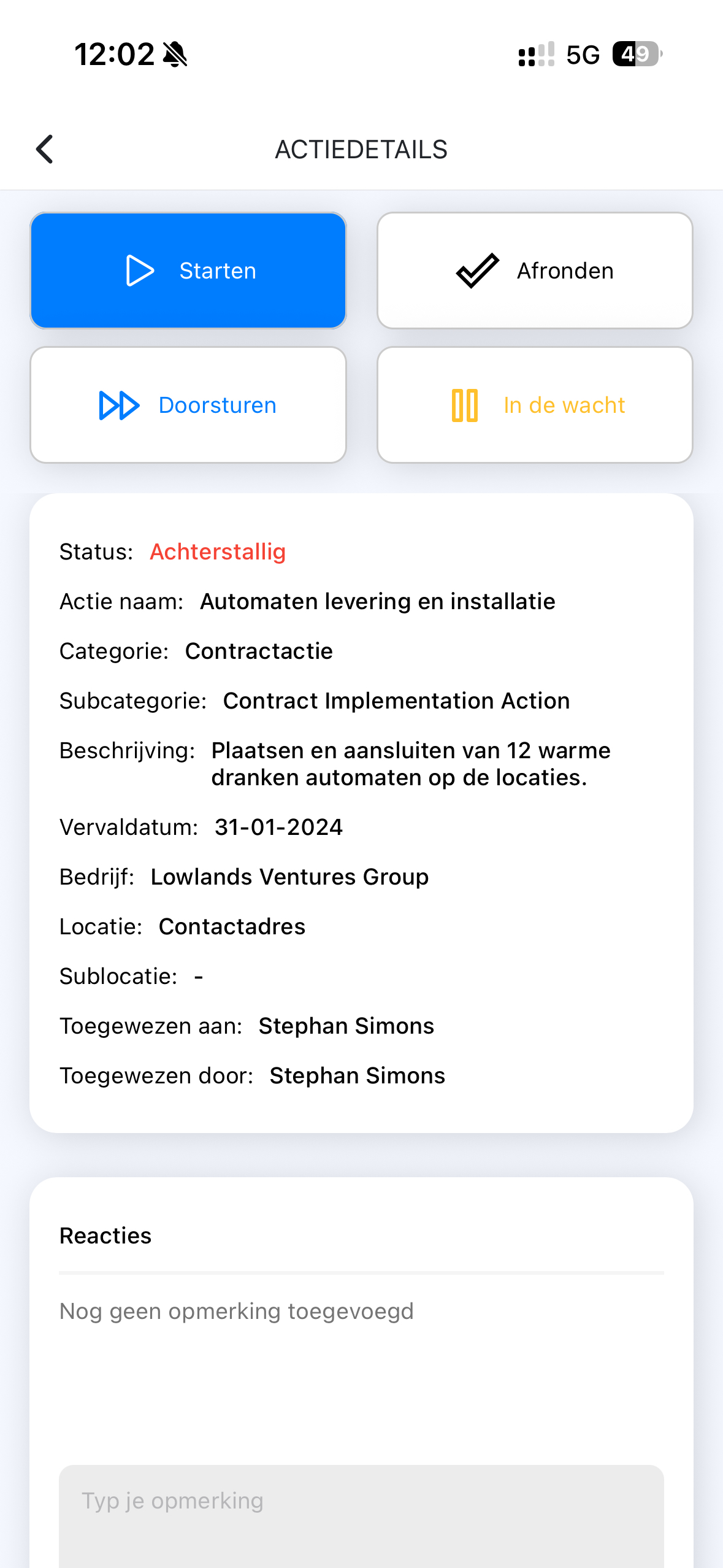 Actie aanmaken in de GRIP mobiele app
